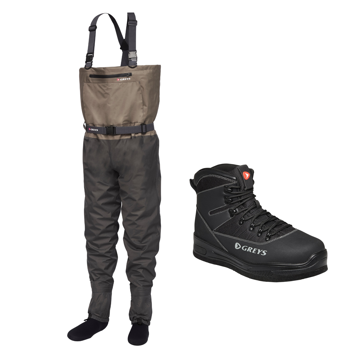 Wader package: GREYS TAIL wader pants + TIDAL wader shoes (felt sole)