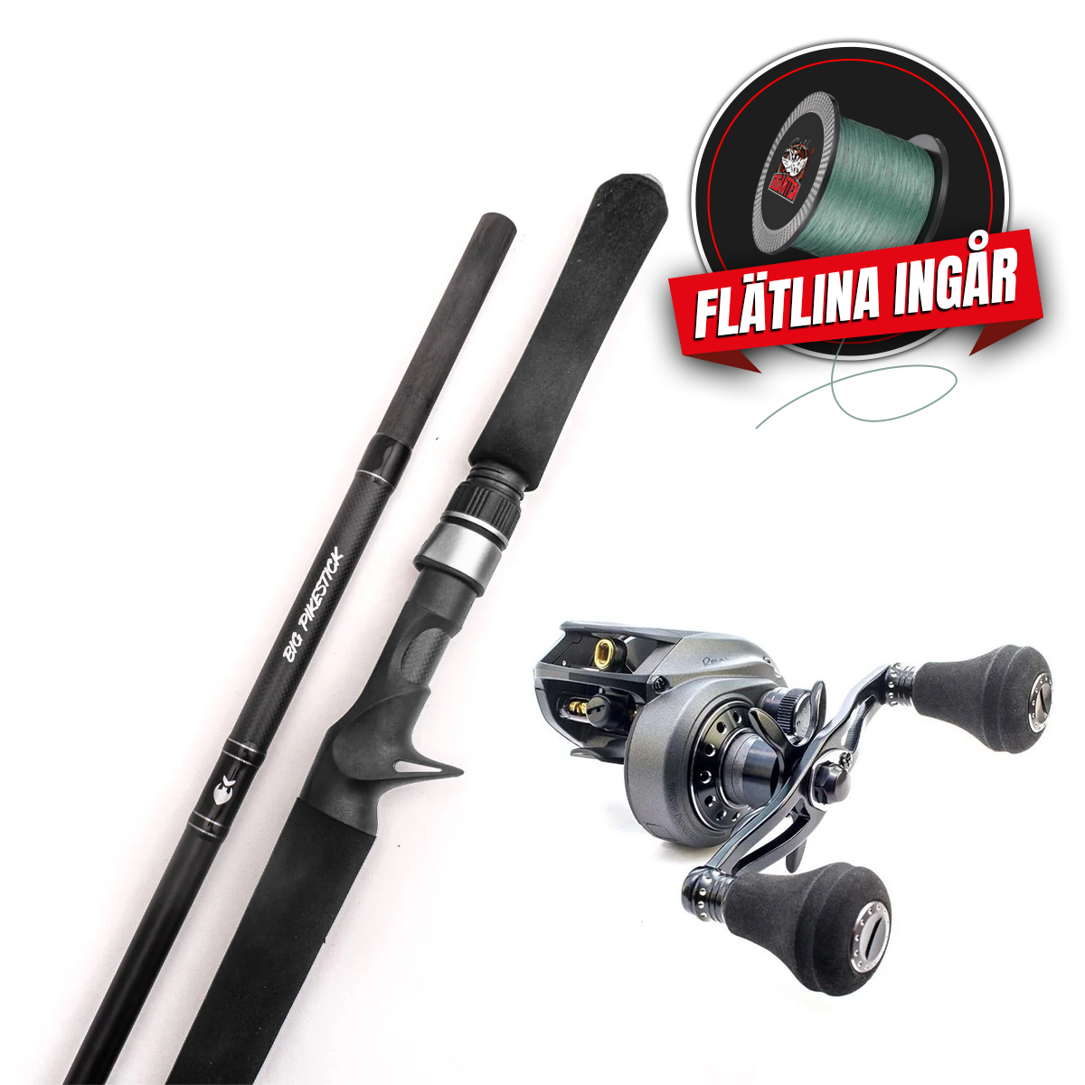 Pike Kit: Westin Big Pikestick 8 '150-290g (1 + 1) + Abu Garcia Revo Beast 40/41 (left), Multi (incl. Washedled braid)