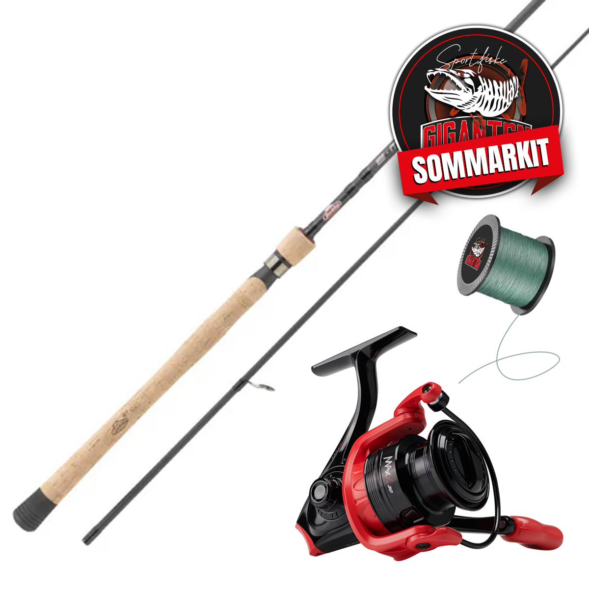 Sommarkit: Berkley EMotion 7' 15-40g + Abu Garcia MAX X 30, Haspel (inkl påspolad flätlina)