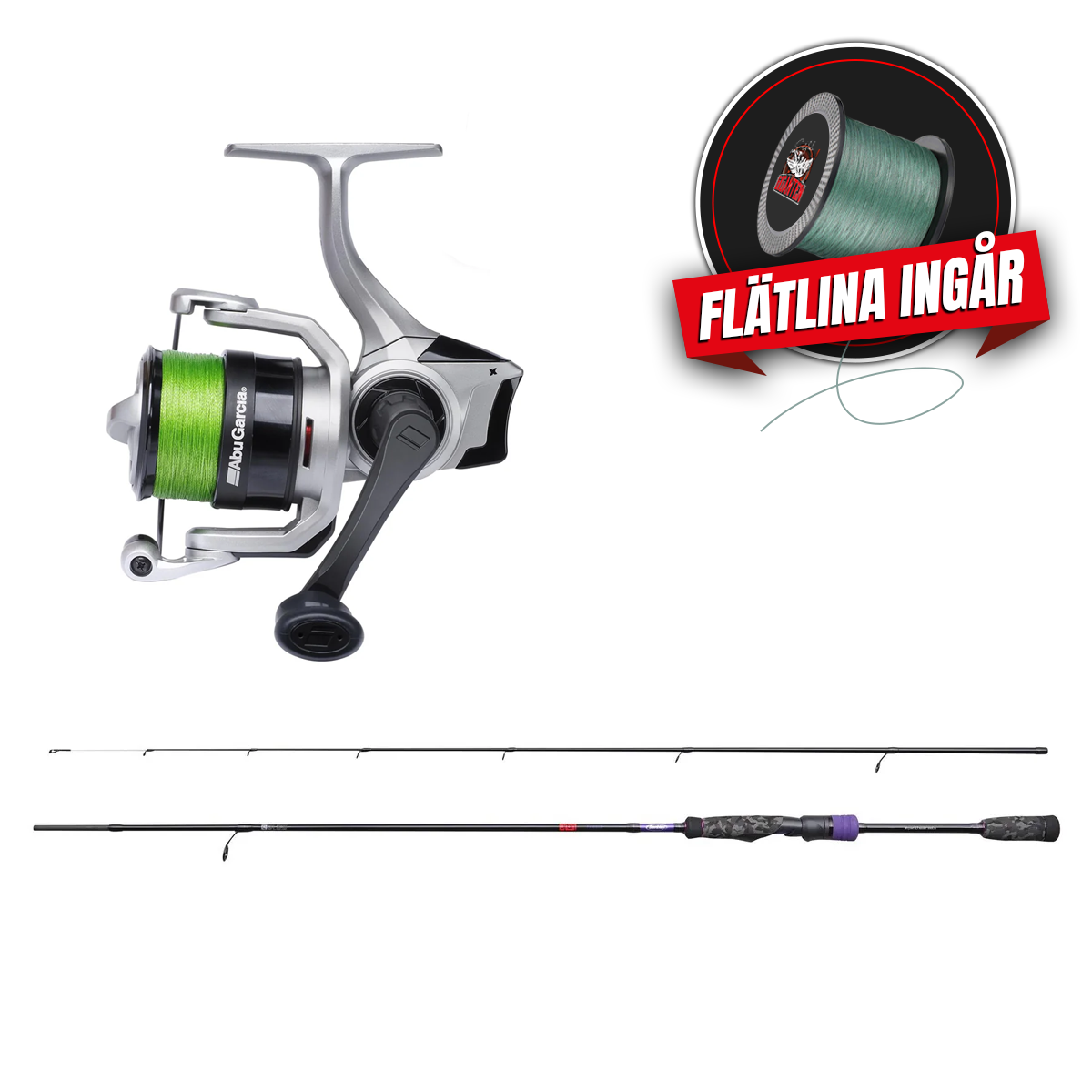 Finessekit: Berkley URBN II Finesse 220 7.2' 3-14 + Abu Garcia MAX X 2500, Haspel (inkl påspolad flätlina)